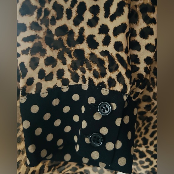 INC International Concepts Long sleeve leopard print w/ polka dot blouse XL - Picture 3 of 4